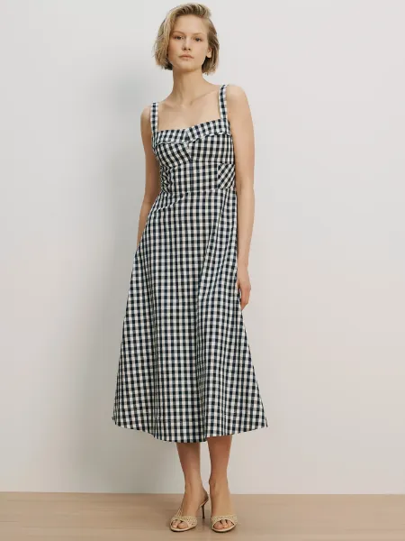 Aila Gingham Midi Dress